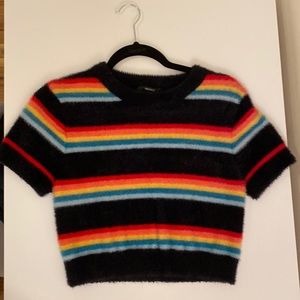 Rainbow and black crop top